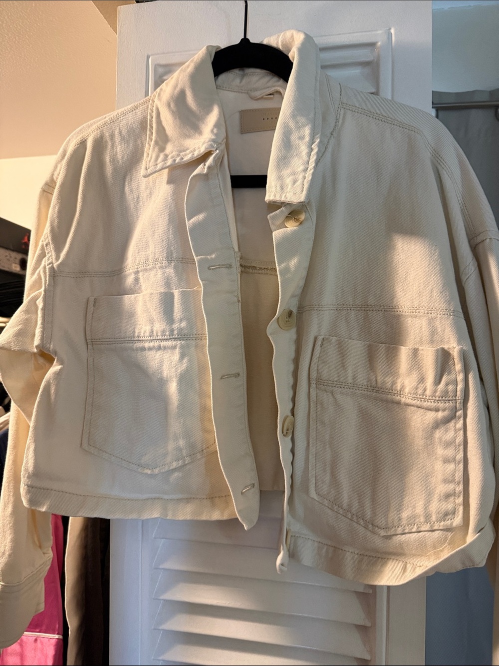 Blank NYC cream denim cropped jacket